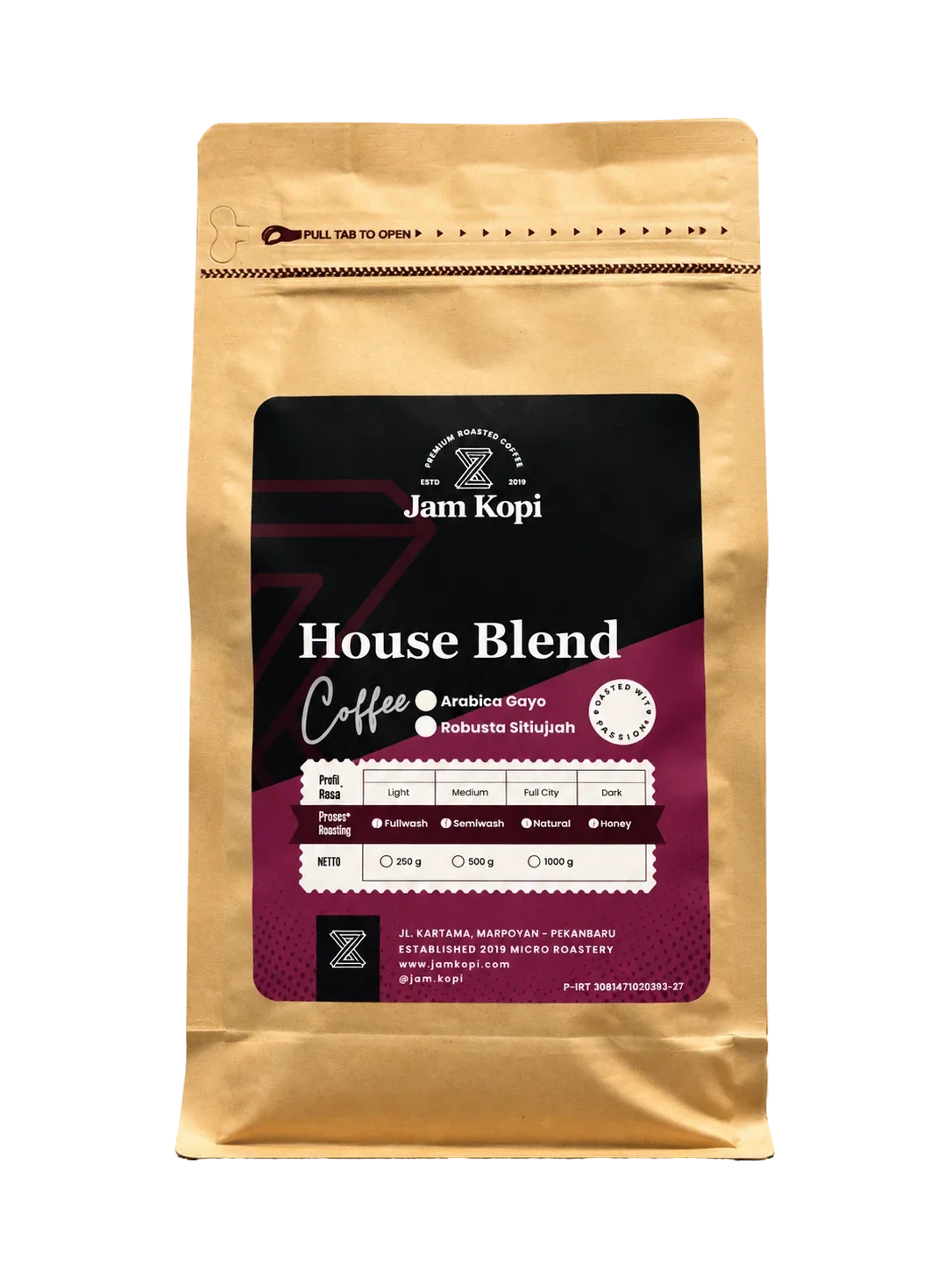 Kemasan biji kopi House Blend Gayo - Situjuah