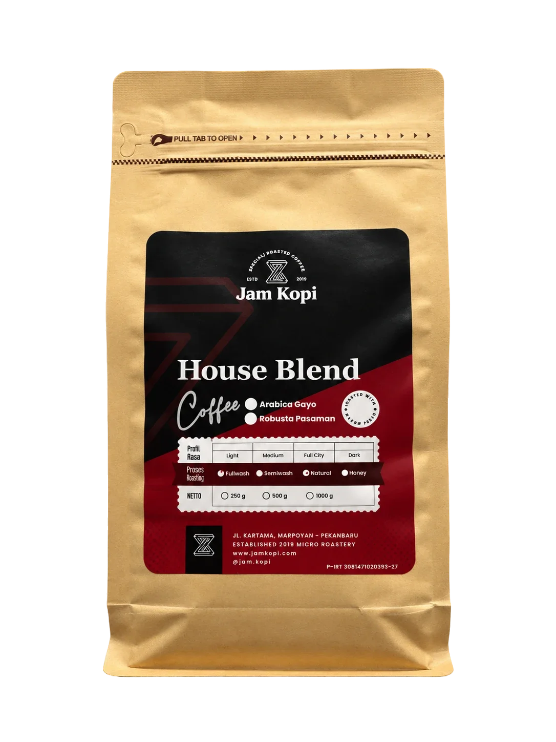 Kemasan biji kopi House Blend Gayo - Pasaman