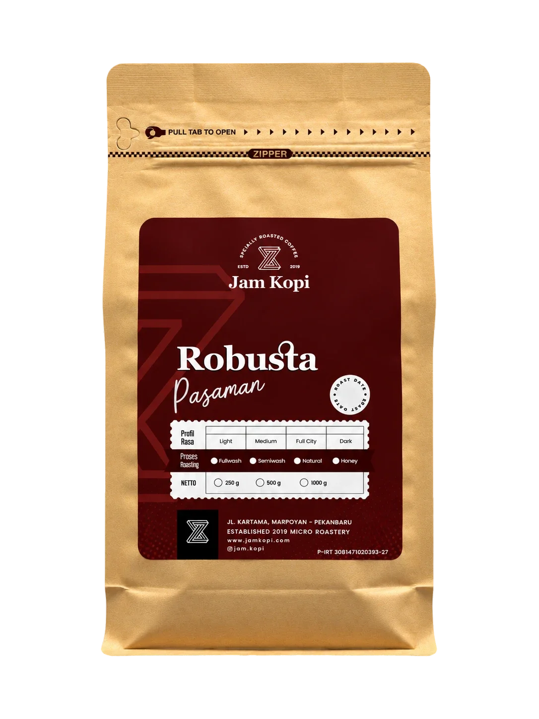 Kemasan biji kopi Robusta Pasaman
