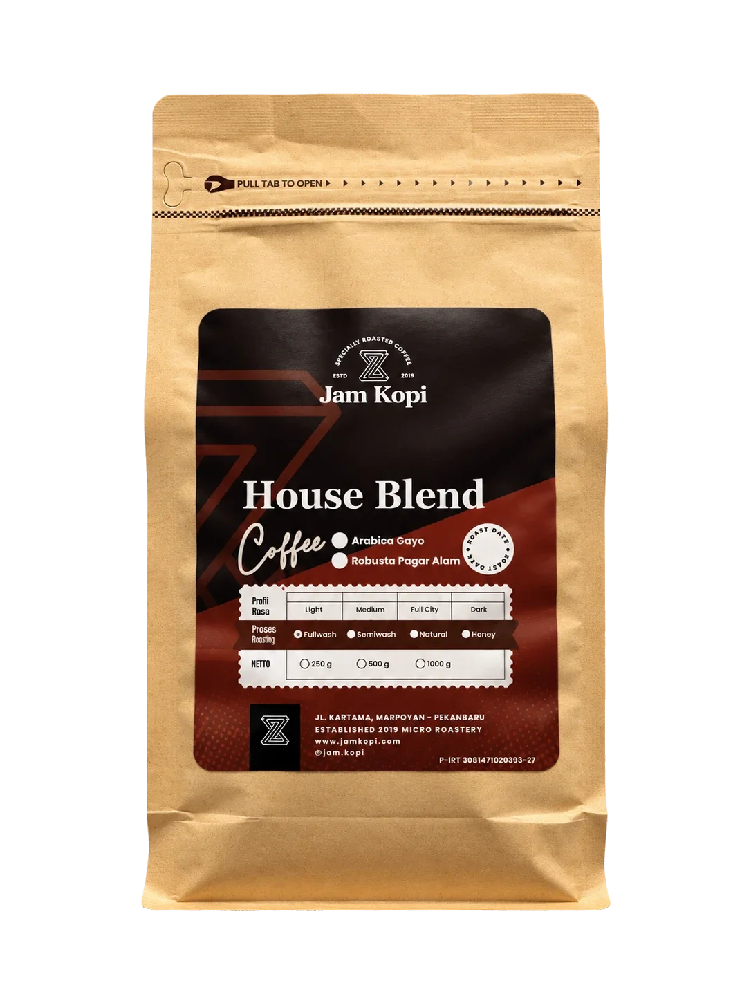 Kemasan biji kopi House Blend Gayo - Pagar Alam